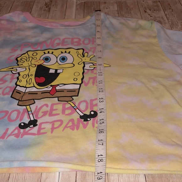 “Nickelodeon” brand, SpongeBob Square Pants graphic, pastel tie-dye l/s crop top - Picture 8 of 10